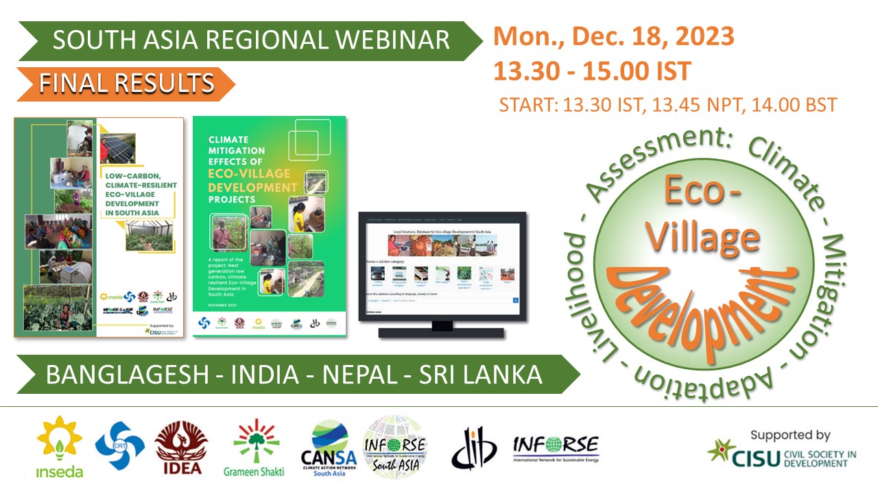 FINAL SOUTH ASIA WEBINAR: Eco-Village Development in South Asia - Our Results 18 Dec 2023